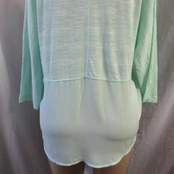 BANANA REPUBLIC GREEN MINT-WHITE STRIPED LAYERED BACK KNIT TOP SIZE: M NWT - Picture 4 of 5